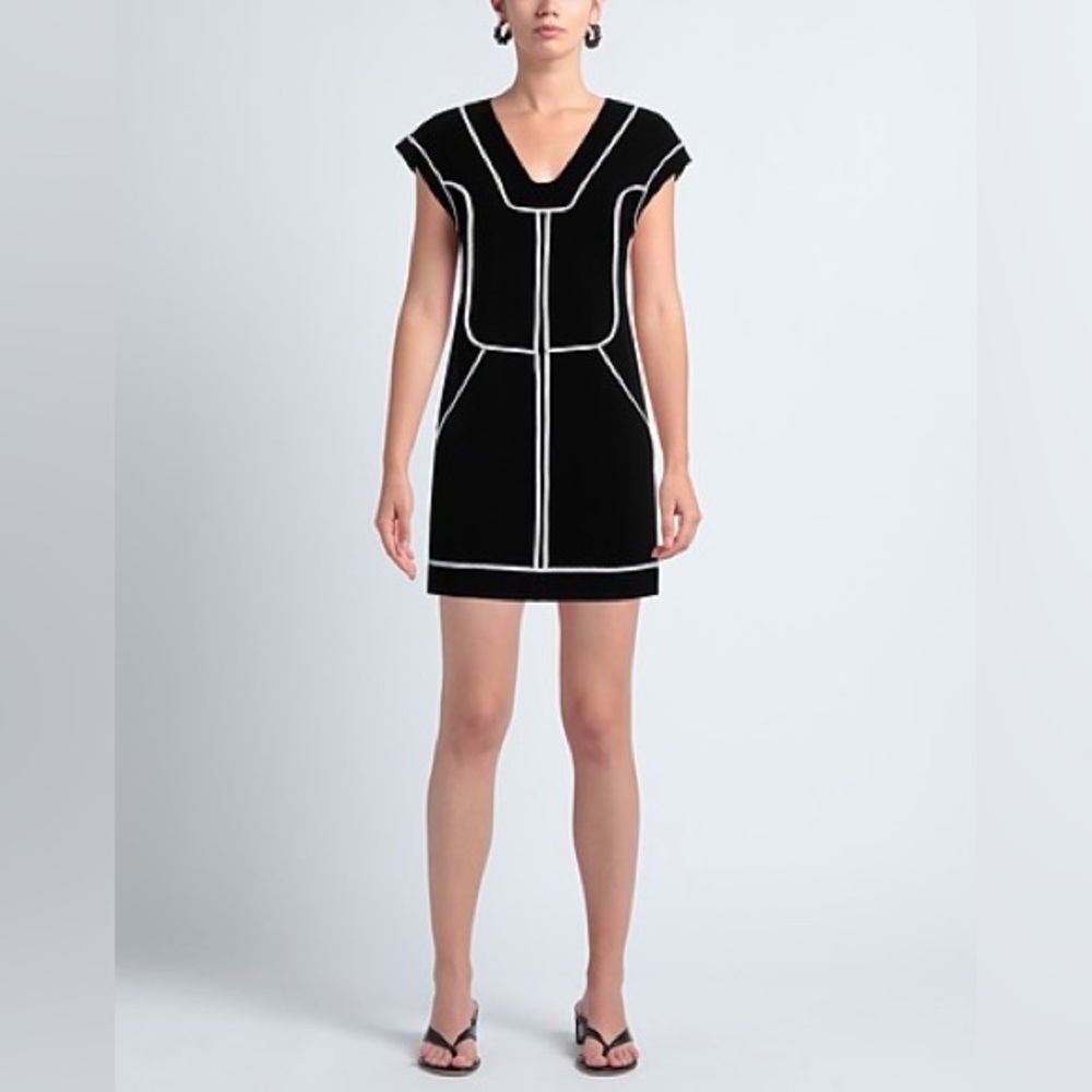 ELISA CAVALETTI by DANIELA DALLAVALLE black with white details mini dress small